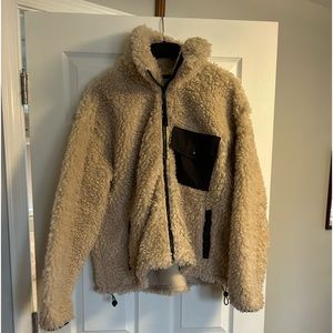 Abercrombie & Fitch Cream Teddy Jacket with Black Pocket